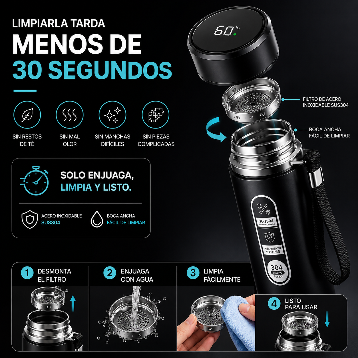 Botella térmica de acero inoxidable