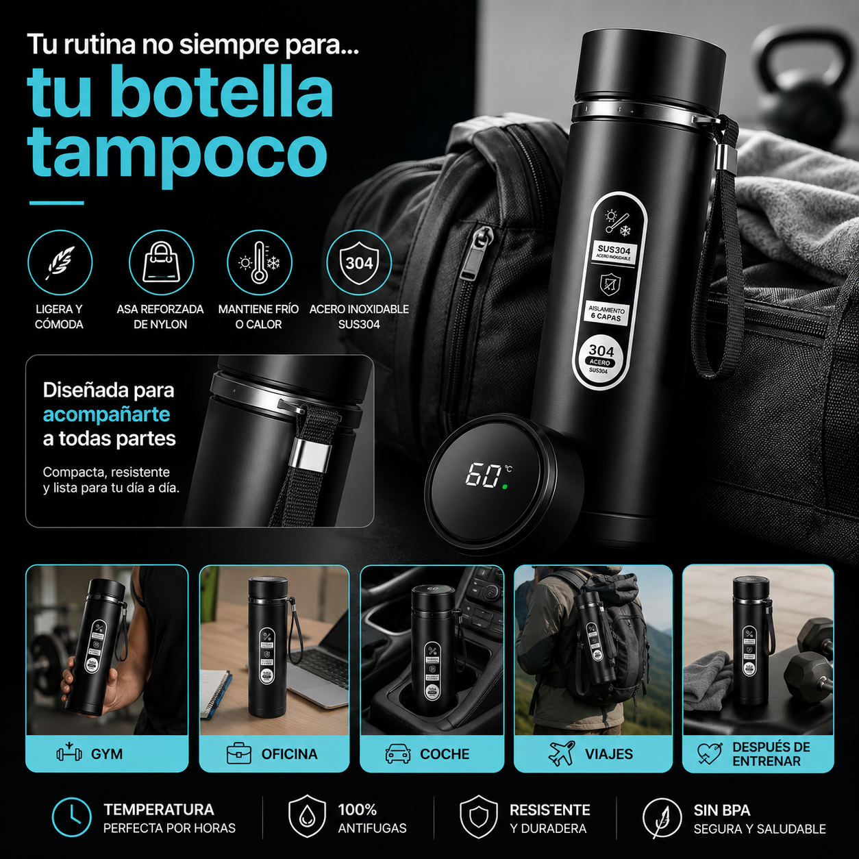 Botella térmica de acero inoxidable
